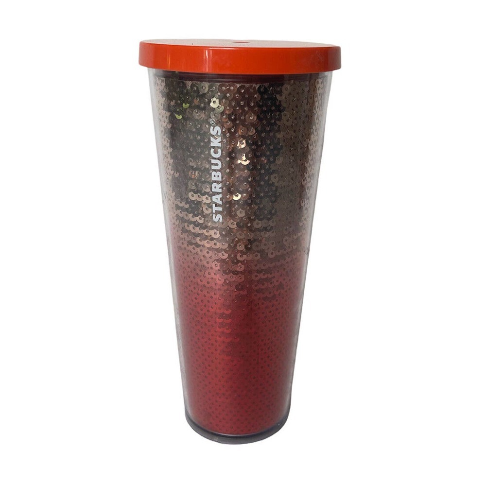 Starbucks Holiday 2018 Red And Silver Sequin Ombre Tumbler 24 Oz Venti Cold Cup‎